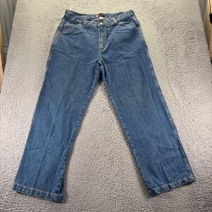 Vintage Chaps Jeans Mens 36x32 Blue Medium Wash Cotton Loose Carpenter Baggy